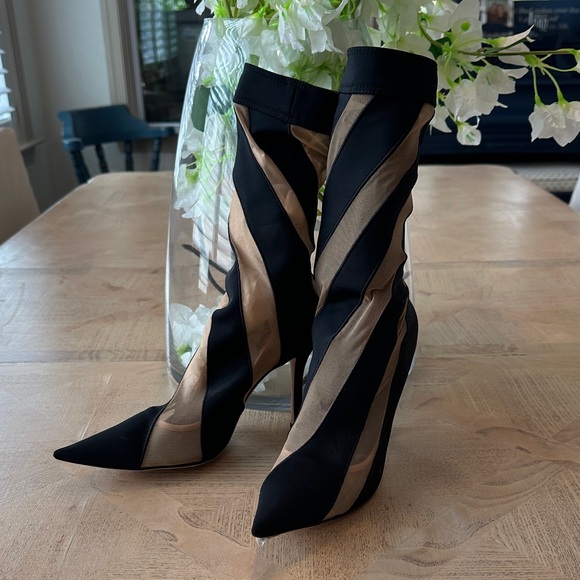 Jimmy Choo Shoes - Jimmy Choo Mugler Black and Tan Striped Heels